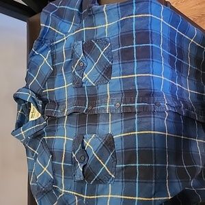 Large urban pipeline blue and yellow Plaid Shirt